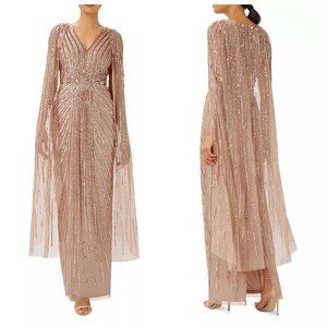 Adrianna Papell Rose Gold Sequin Maxi Dress